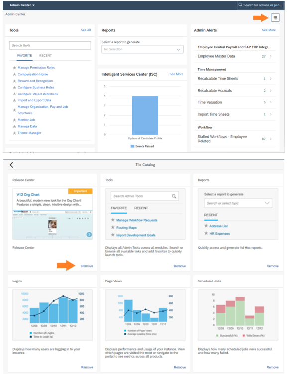 SuccessFactors NextGen Admin Tiles