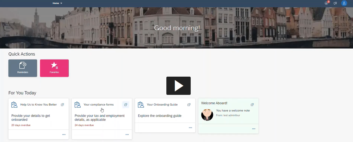 SuccessFactors Reimagined Homepage - Onboarding New Hires